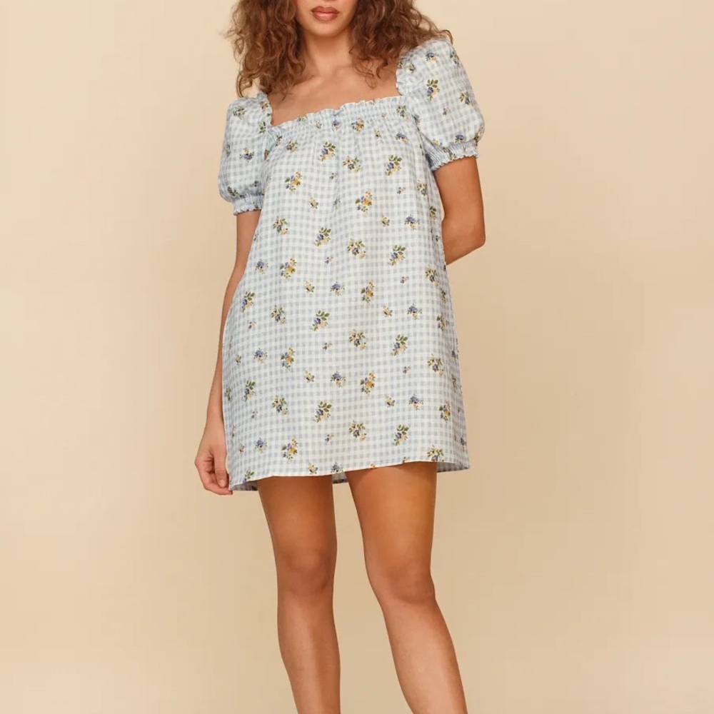 Reformation Blue and Yellow Floral Mini Dress - Picture 9 of 15